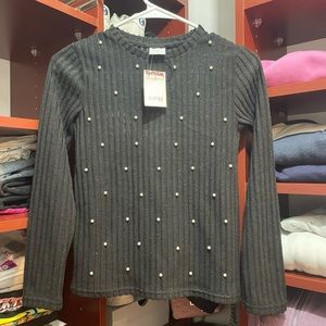 Zara Girls Black Shirt With Pearls